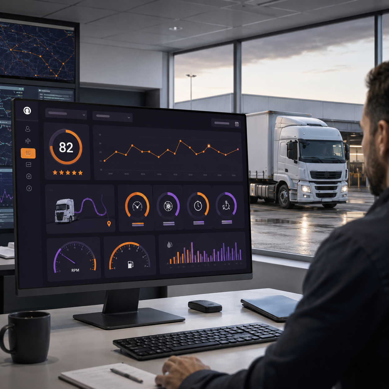Escena realista de análisis del comportamiento de conducción con OnDriver